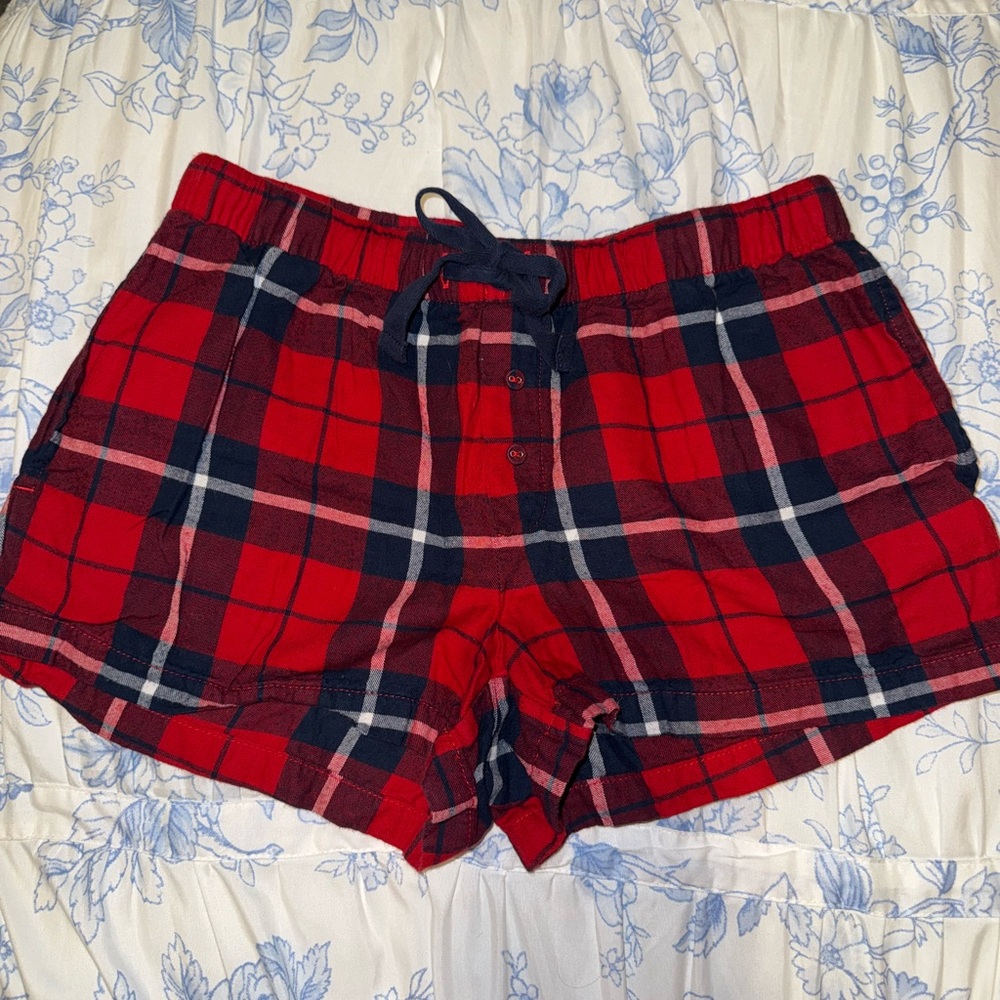 Plaid Red and navy Women's pj shorts